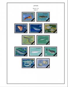COLOR PRINTED JAPAN 1961-1980 STAMP ALBUM PAGES (82 illustrated pages)