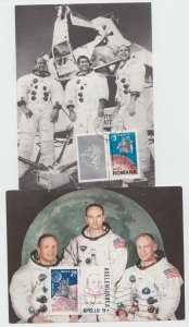 Romania POSTCARDS 1969 COSMOS APOLLO 11 12 SPECIAL MARKING POSTAL HISTORY