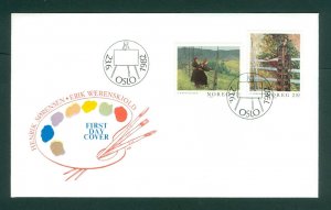 Norway. 1982 FDC. Cachet. Artist Palette. Art. Girls From Telemark. Sc.# 807-808