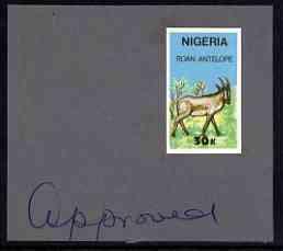 Nigeria 1990 Wildlife - Roan Antelope 30k - imperf machin...