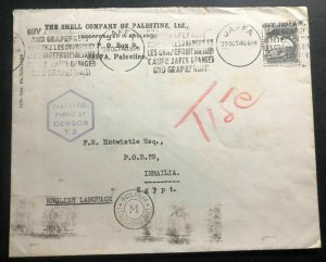 1940 Jaffa Palestine Shell Company Censored Cover To Ismailia Egypt