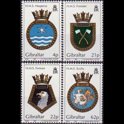 GIBRALTAR 1991 - Scott# 587-90 Navy Ship Crest Set of 4 NH