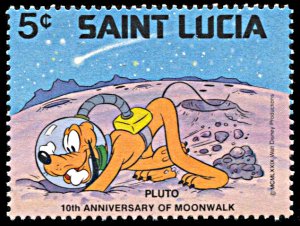 Saint Lucia 496, MNH, Disney 10th Anniversary of Lunar Landing, Pluto