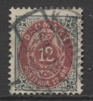 Denmark - Scott 46a - Definitive Issue -1895 - Used - Single 12s Stamp
