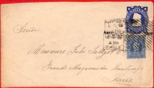 aa2613 - CHILE - POSTAL HISTORY - STATIONERY COVER from SANTIAGO to FRANCE  1906