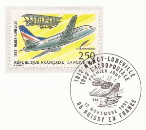 1992 France - FD Card Sc 2312 - 1st Mail Flight, Nancy to Luneville - 80th anniv