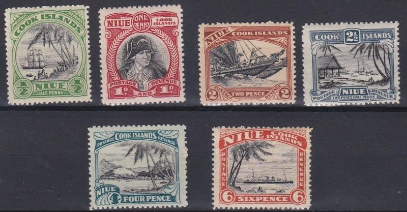 NIUE   1932     S G  55 - 60  PART SET TO 6D     MNH  TONED GUM 