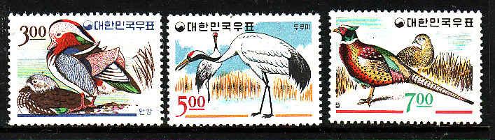 Korea-Sc#493-95-Unused NH set-Birds-1966-