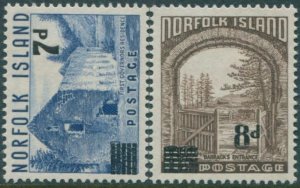 Norfolk Island 1958 SG21-22 Scenes surcharges set MNH