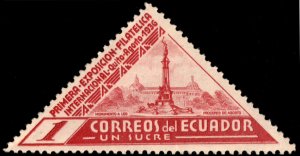 ✔️ ECUADOR 1936 INT. PHILATELIC EXPO QUITO TRAINGLES SC. 357 MH [019]