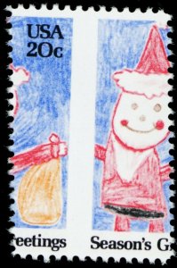 2108, 20¢ Scarce Misperfed Error Santa Stamp Mint NH - Stuart Katz