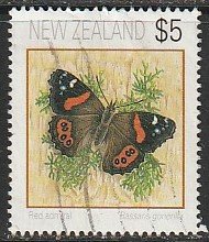 1991 New Zealand - Sc 1079 - used VF - 1 single - Butterflies - Red Admiral