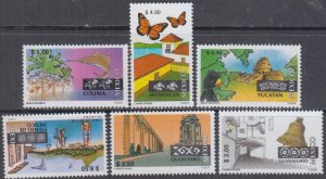 MEXICO Sc # 1960/80 INCPL MNH PART SET as ISSUED of 6 - TOURISM SITES