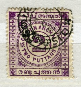 INDIA COCHIN; 1903 early classic Local Numeral issue used SHADE of 2p. value