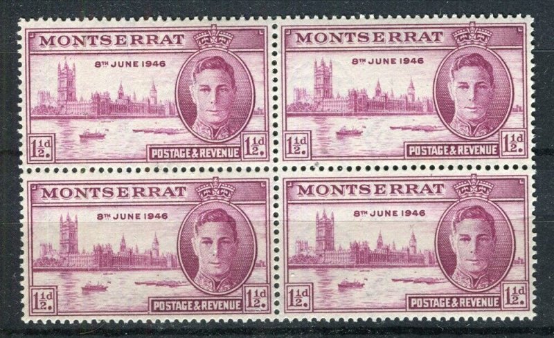 MONTSERRAT; 1946 early GVI Victory issue fine MINT MNH BLOCK of 4