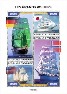 Togo - 2022 Tall Ships and Country Flags - 4 Stamp Sheet - TG220229a