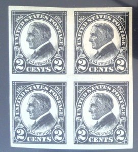 Scott #611 - 2c Black - Harding - Part OG - Block of 4 - 1923