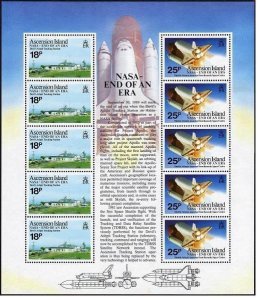 Ascension 475 ab sheet, MNH. Michel 508-509 bogen. NASA 1989: Shuttle Atlantis.