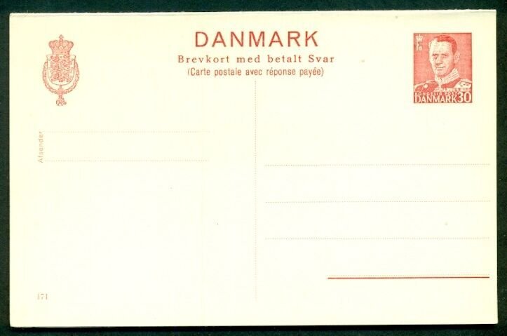 DENMARK 30ore, #171, double card (107) unused, VFN