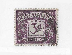 Great Britain Sc #J13a  3p violet due with experimental watermark used VF
