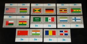 U.N.N.Y.#450-465 FLAG SERIES 1985  MNH, SET OF 8 TAB PAIRS NICE!! LQQK!!