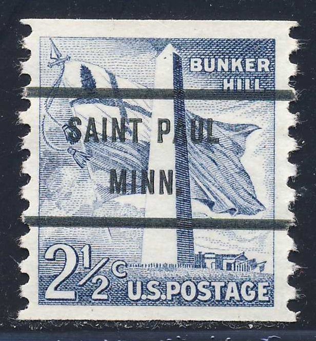 Saint Paul MN, 1056-71 Bureau Precancel, 2½¢ coil Bunker Hill