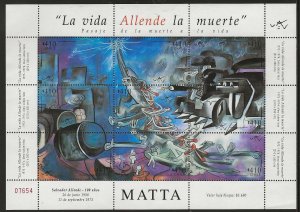 Chile 2008, Scott 1510 The Life of Allende, Roberto Matta Painting Sheet of 9