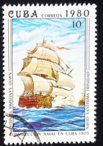 CUBA Sc# 2349  NAVAL VESSELS  ships marine  10c  1980  used cto