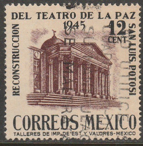 MEXICO 801, 12c Reconstruction of La Paz Theater Used VF. (822)