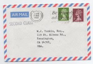 Great Britain Scott# MH23A  type 2, MH118   used on cover to U.S.A.