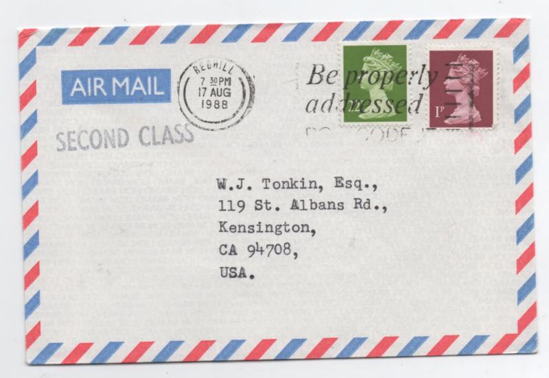 Great Britain Scott# MH23A  type 2, MH118   used on cover to U.S.A.