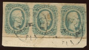 CSA 12 Used Strip of 3 Stamps on Piece with Gainesville Fla JUL  Cancel BX5187