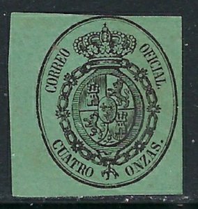 Spain O7 Unused No Gum 1855 issue (ak3678)