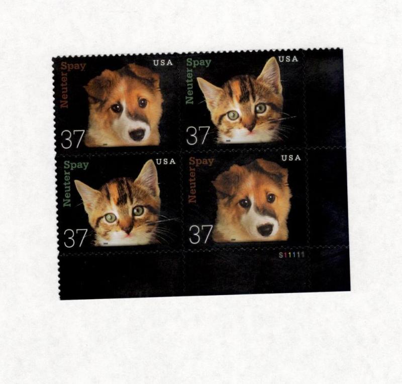 3670-1 Neuter Or Spay (Kitten &Puppy) Bottom Plate Block Mint/nh FREE SHIPPING