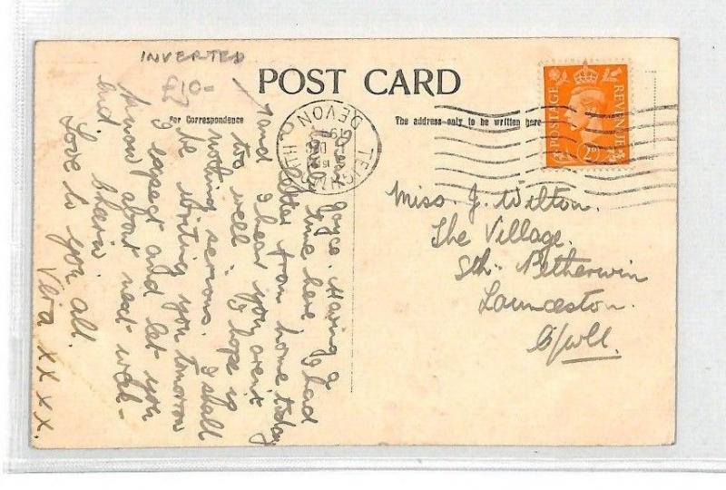 CB217 1945 GB POSTMARK ERROR Devon *Torquay* INVERTED DATESTAMP Machine Cover