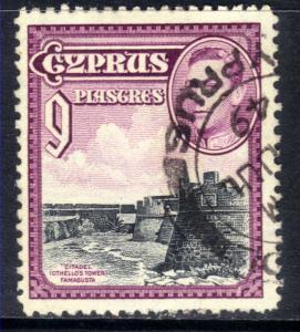 Cyprus 1938 - 51 KGV1 9 Pi Purple/Black Citadel Famagusta SG 159 ( M986 )