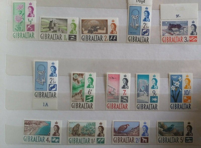 Gibraltar 1960 Definitives lightly mounted mint stamps to 10/-