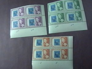 SEYCHELLES # 195-197-MINT/NEVER HINGED-COMPLETE SET OF PLATE # BLOCKS OF 4-1961