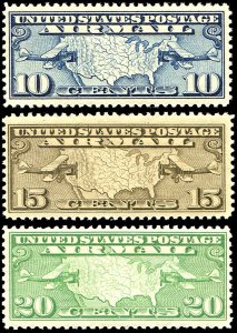 United States Scott C7-C9 MNH (3) CV $21.25