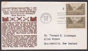 USA 1945 The Army  FDC to New Zealand......................................A1656