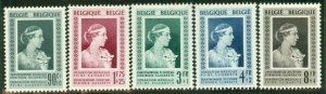 BELGIUM #B498-502 Complete set, og, LH, VF Scott $92.40