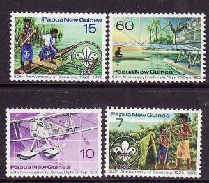 Papua New Guinea-Sc#437-40- id6-unused NH set-Boy Scouts-Planes-1976-