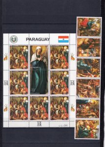 PARAGUAY 1982 PAINTINGS BY ALBRECHT DURER STRIP OF 6 STAMPS & SHEET MNH 