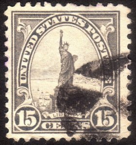 1922, US 15c, Statue of Liberty, Used, Sc 566