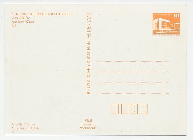 Postal stationery Germany / DDR Clown - Nude woman - Uwe Pfeifer - Painter