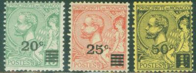 MONACO Scott 33-35 MH* overprint set