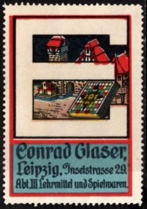 Vintage Germany Poster Stamp Conrad Glaser Teaching Materials And Toys Leipzig