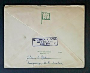 1932 Port Said Egypt To Fresno CA Return To Kasganji India Multi Franked Cover 