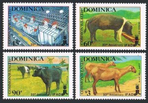 Dominica 1086-1089,MNH.Mi 1117-1120.IFAD-10,1988.Hen house,Pig farm,Cattle,Sheep