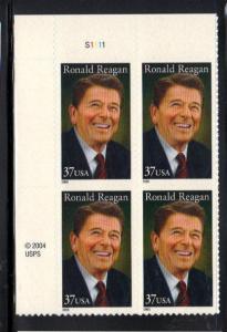 #3897 MNH pb/4 37c Ronald Reagan 2005 Issue